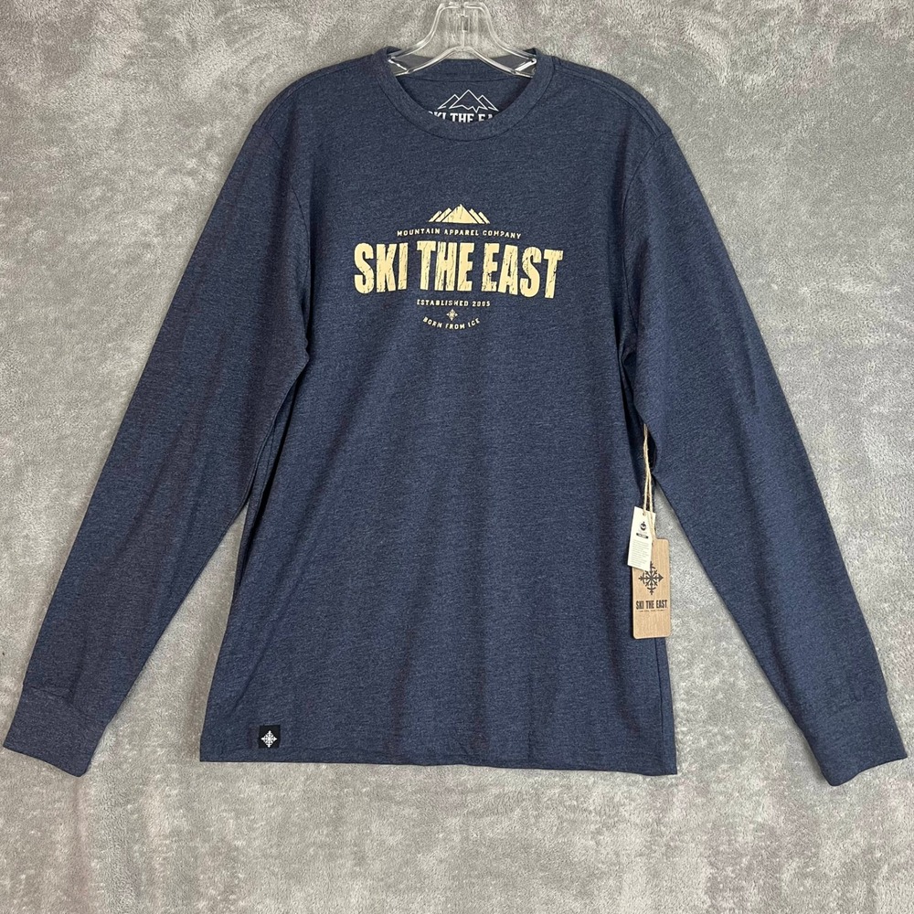 Ski the East Classic Tee Unisex S Long Sleeve Navy Organic Cotton NWT